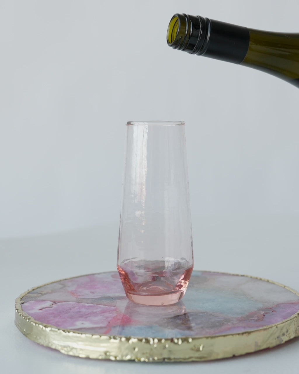 Hand Blown Blush Champagne Flutes (Set of 2)